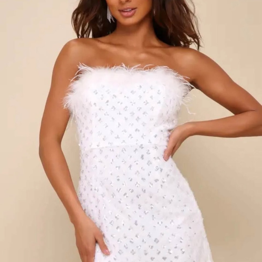 Lulu's White and Silver Mini Dress